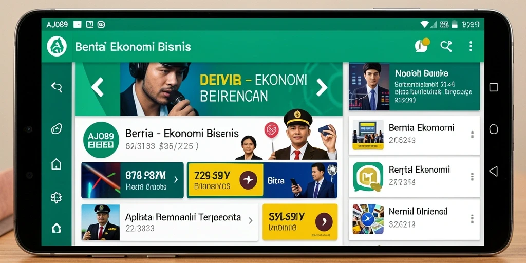 Antarmuka AJO89 menampilkan berita terbaru dan analisis ekonomi.