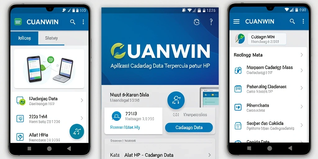 Tampilan antarmuka pengguna CUANWIN saat melakukan cadangan data.