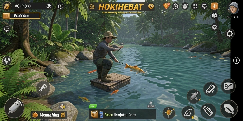Tampilan antarmuka HOKIHEBAT yang menarik saat memancing.