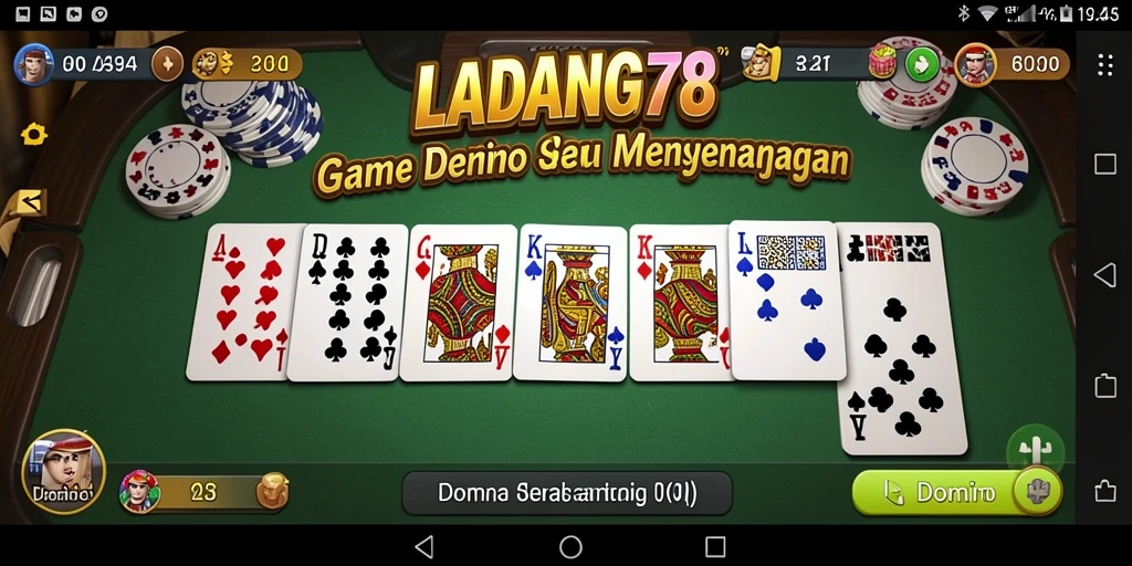 Screenshot utama LADANG78 menampilkan antarmuka bermain domino yang menarik.
