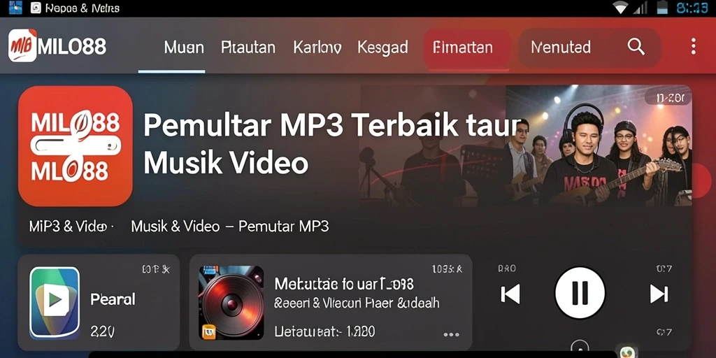 Tampilan antarmuka Pemutar MP3 yang sederhana dan menarik.