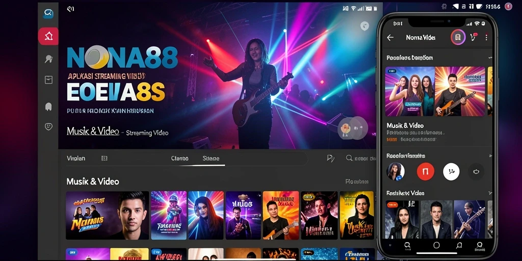 Antarmuka aplikasi NONA88 dengan fitur streaming video.