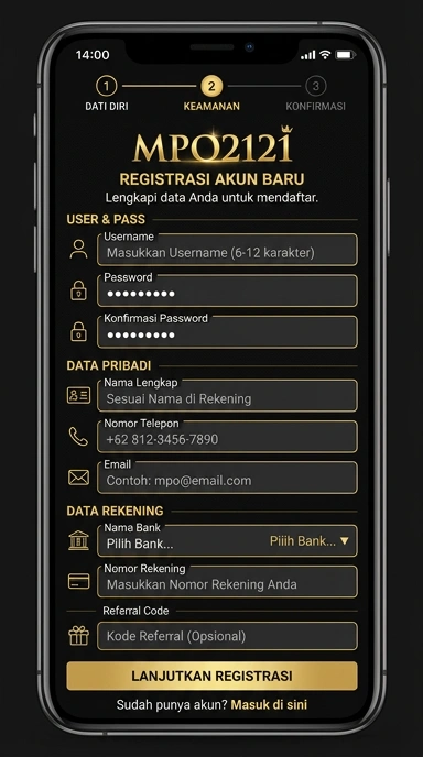 Cara Registrasi Akun Baru mpo2121 untuk Pengguna Android