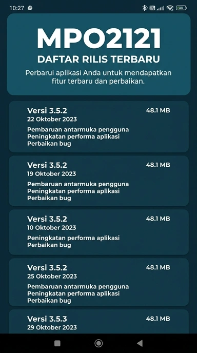 Riwayat Versi mpo2121 untuk Pengguna Android